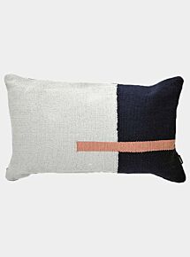 Jama-Khan Handwoven Rectangle Cushion - Blue and Grey