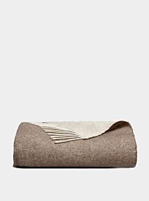 Anzan Reversible Cashmere Blanket Throw  - Oak
