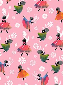 Flower Girls - Pink Non Woven Wallpaper