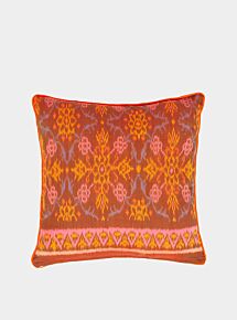 Orange, Pink & Teal Ikat Cushion from Bali | Dapak Merah