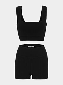 Eden Ribbed Organic Cotton Short Set - Black