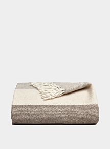 Genjin Striped Cashmere Blanket - Stone