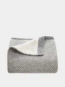 Inti Knitted Baby Blanket - Soft Grey and Cream