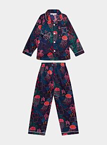 Kids' Organic Cotton Pyjama Trouser Set - Dark Sea