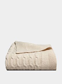 Oshin Cashmere Cable Knit Blanket - Stone