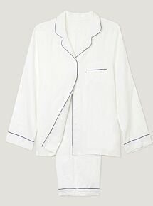 Women's White Linen Pyjama Trouser - Set/Separate