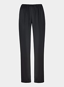 Wide Leg Silk Satin Trousers - Solid Black