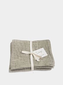 Washed Organic and Lightweight Linen Waffle Hand Towels (Set of 2) - Grey