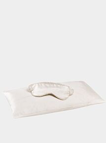 Jana Travel Set: Silk Pillowcase & Eye Mask - Moonlight White