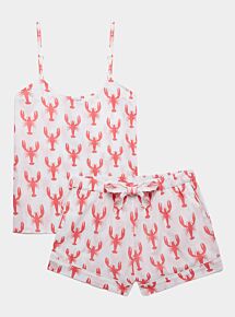Women's Organic Cotton Cami Short Set - Red Lobster