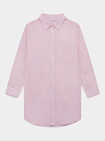 Women's Organic Cotton Nightshirt - Pink & White Stripe