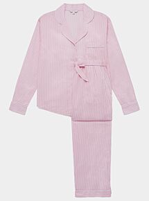 Women's Organic Cotton Pyjama Trouser Set - Pink & White Stripe