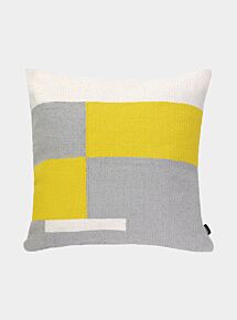 Jama-Khan Handwoven Square Cushion - Grey / Yellow