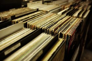 record shop with vinyl on sale