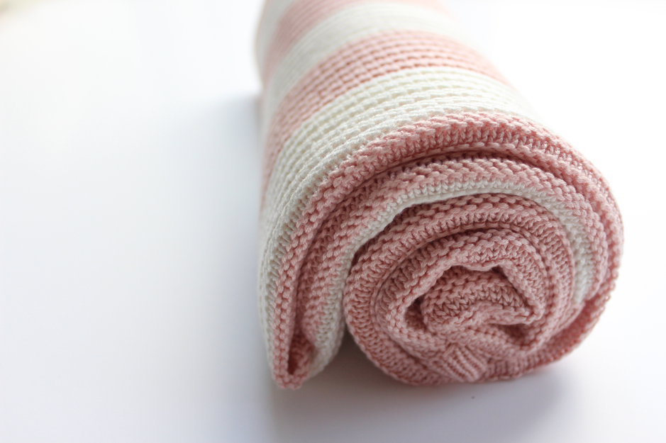 Organic Knitted Bamboo Blanket - Blush