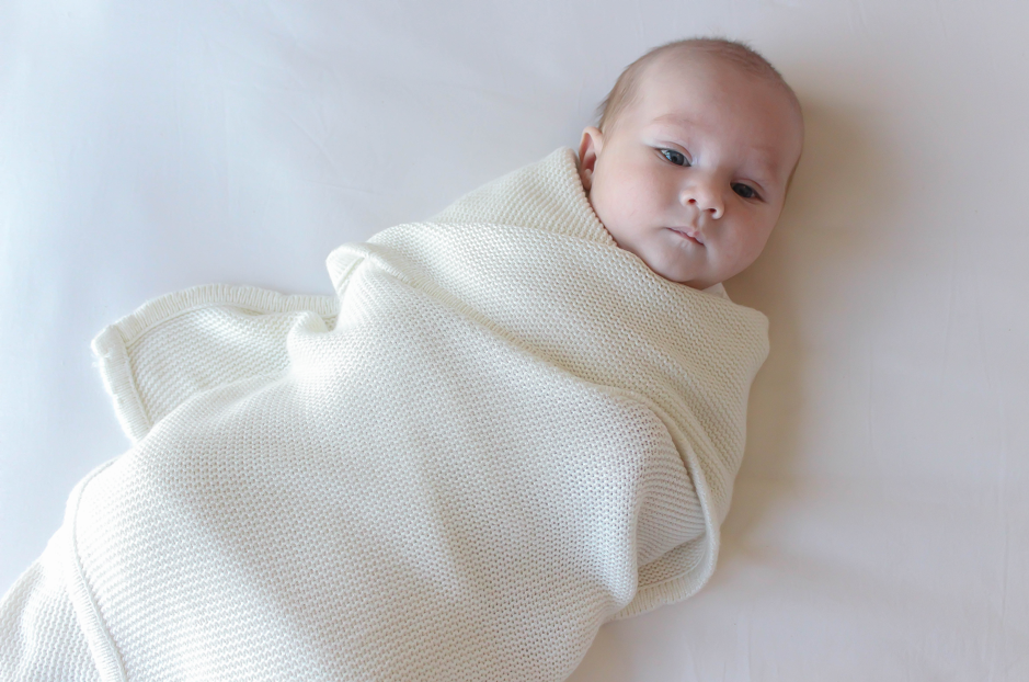 Organic Knitted Bamboo Receiving Blanket - Ivory Moon