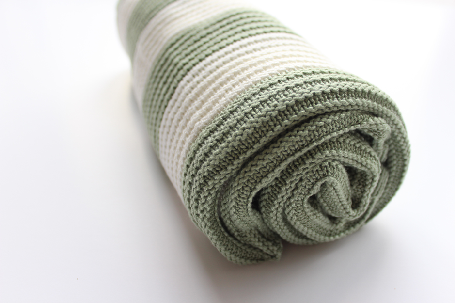 Organic Knitted Bamboo Blanket - English Sage