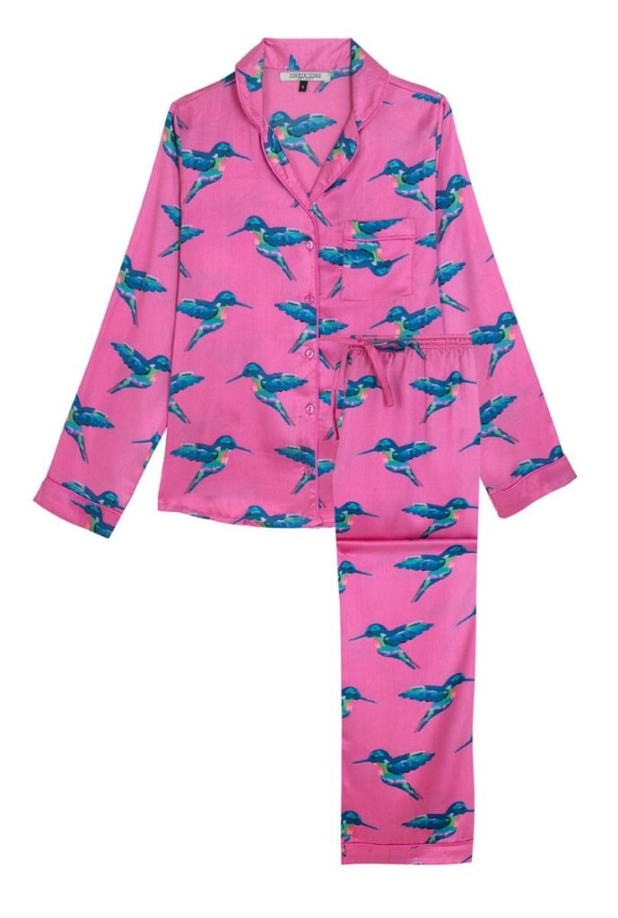 Women's Pyjama Trouser Set - Hot Pink Hummingbird