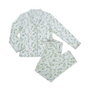 Organic Cotton Pyjama Trouser Set - Botanical Off White
