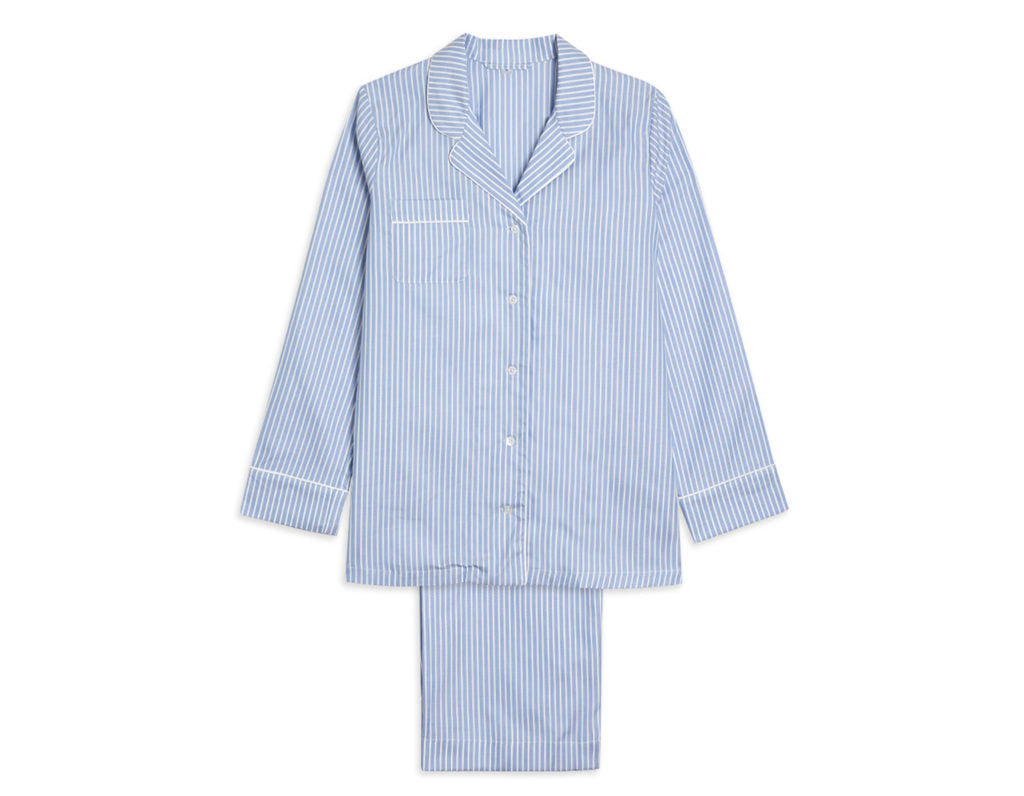 Women's Cotton Pyjama Trouser Set - Blue & White Stripe