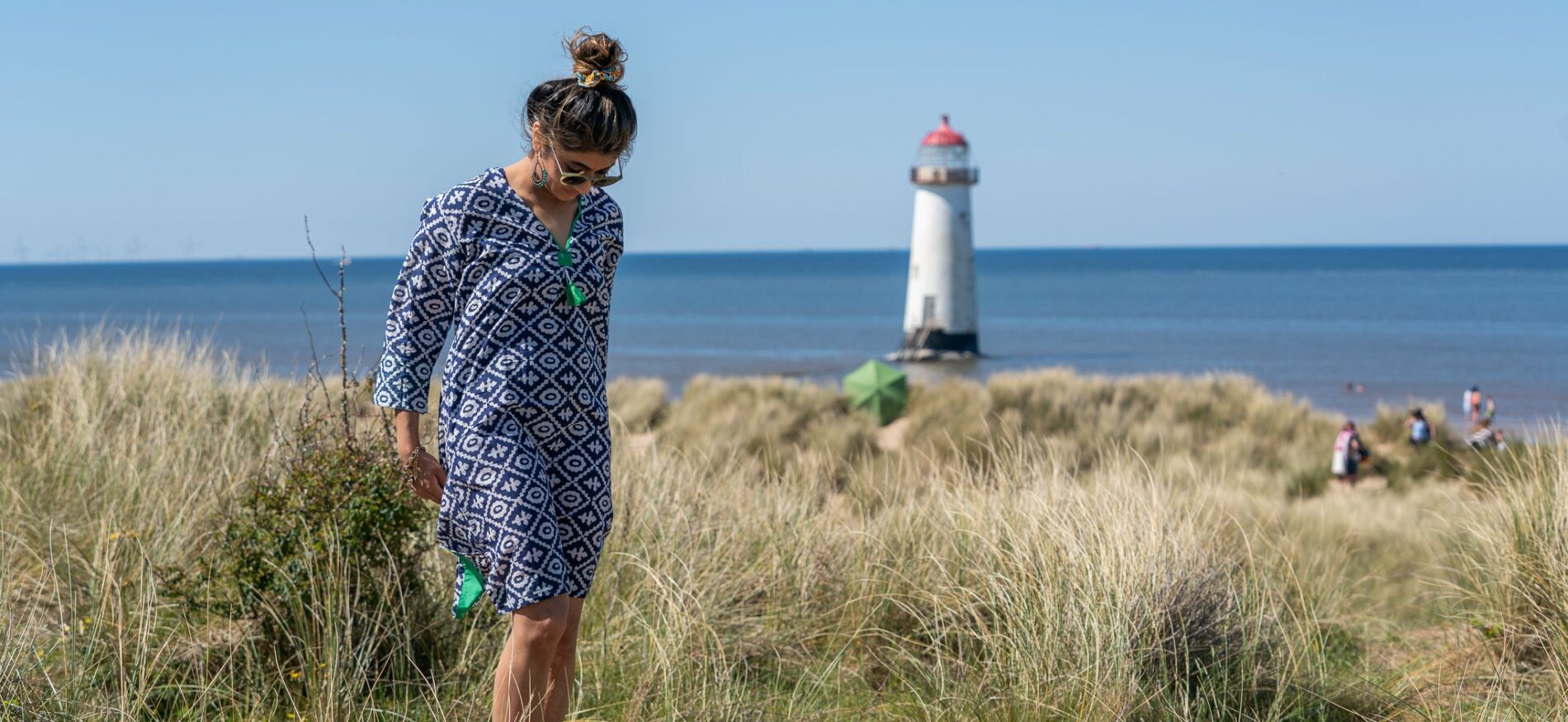 Model in Woven Riches kaftan by lighthouse