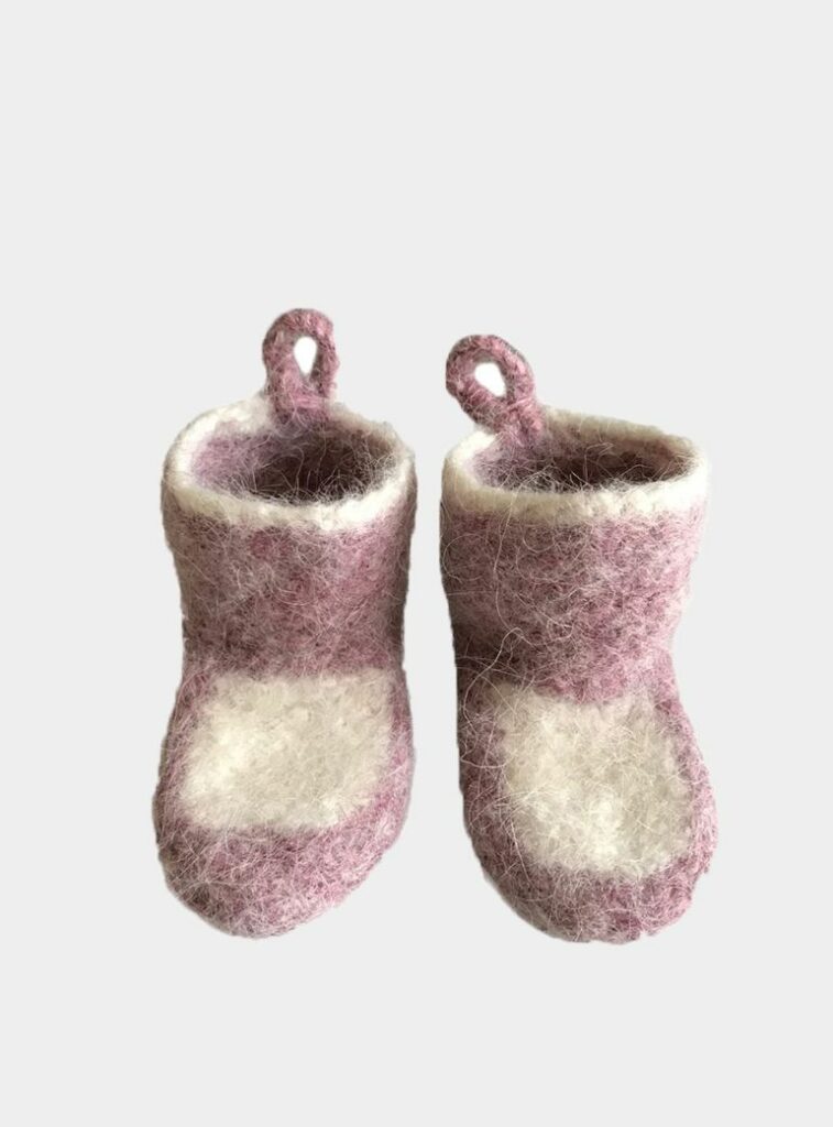 KOSY SHEEP Baby's Calm Icelandic Wool Slipper- Socks - Pink & White
