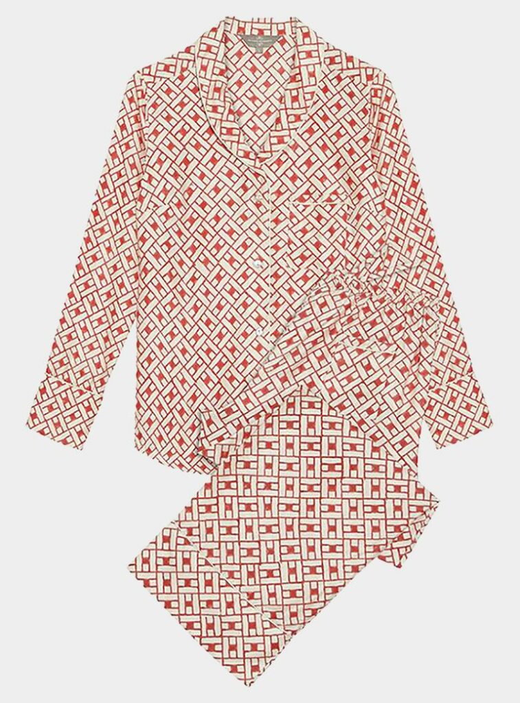 The Ethical Silk Company Mulberry Silk Pyjama Trouser Set - Leh Scarlet 