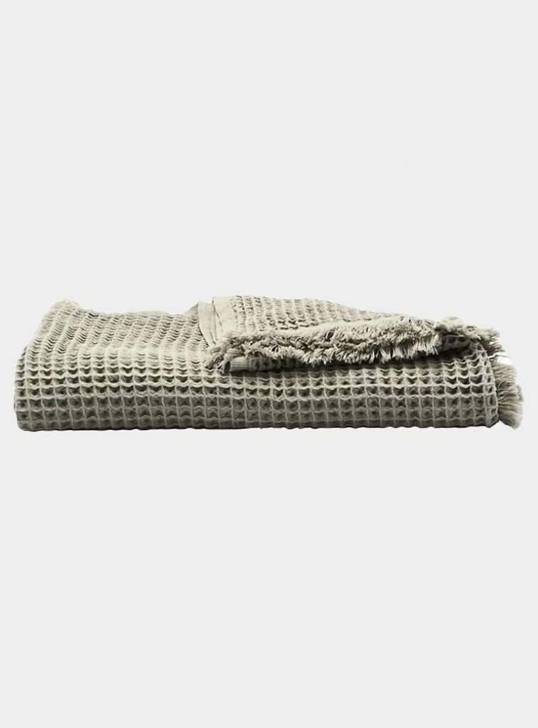 RUBY ROOST Waffle Cotton Blanket - Grey